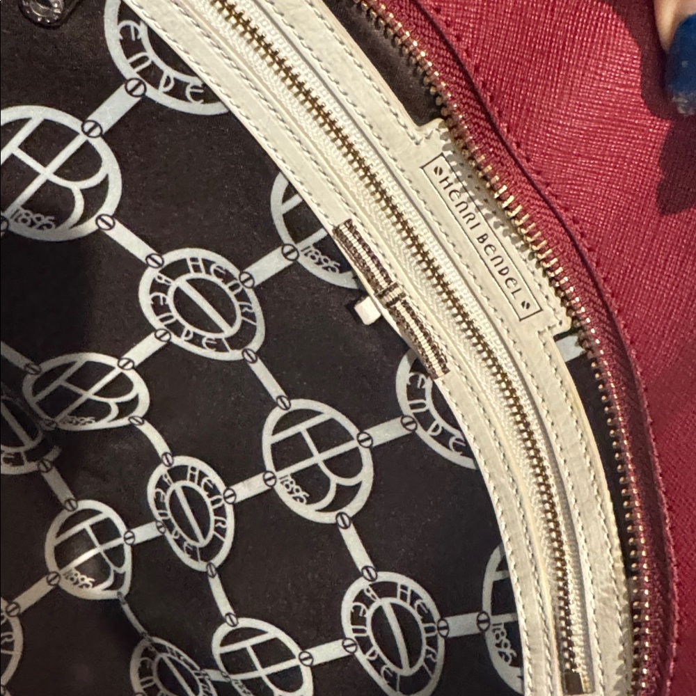 Henri Bendel Red Leather Tote with Gold Charm - Picture 13 of 16